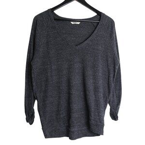 Aritzia TNA Slouchy V-Neck Marled Knit Grey Long Sleeve Top Size Small